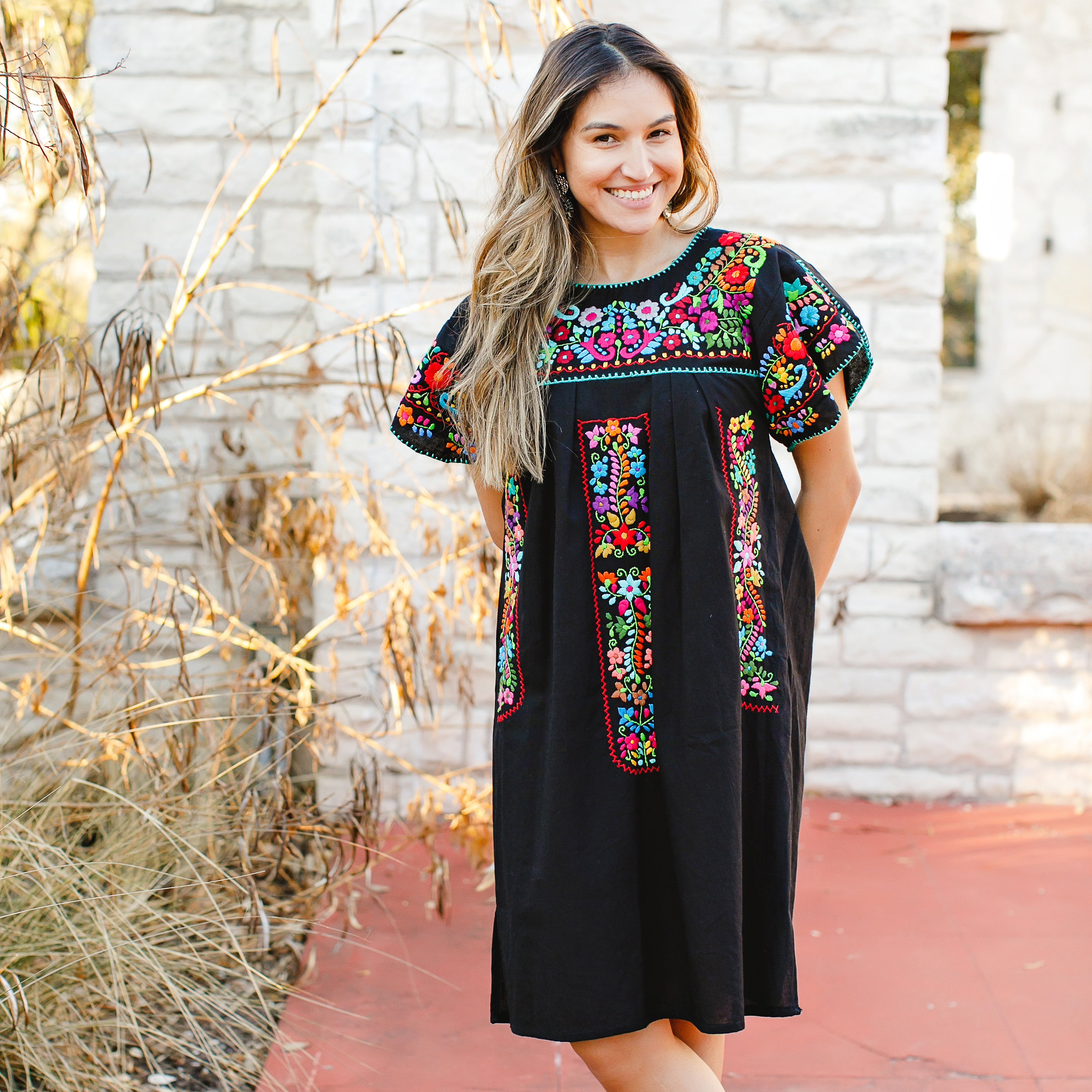 embroidered mexican dress